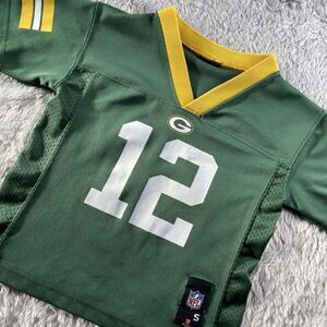 Green Bay Packers Aaron Rodgers Jersey Youth Small Yellow White NFL Players